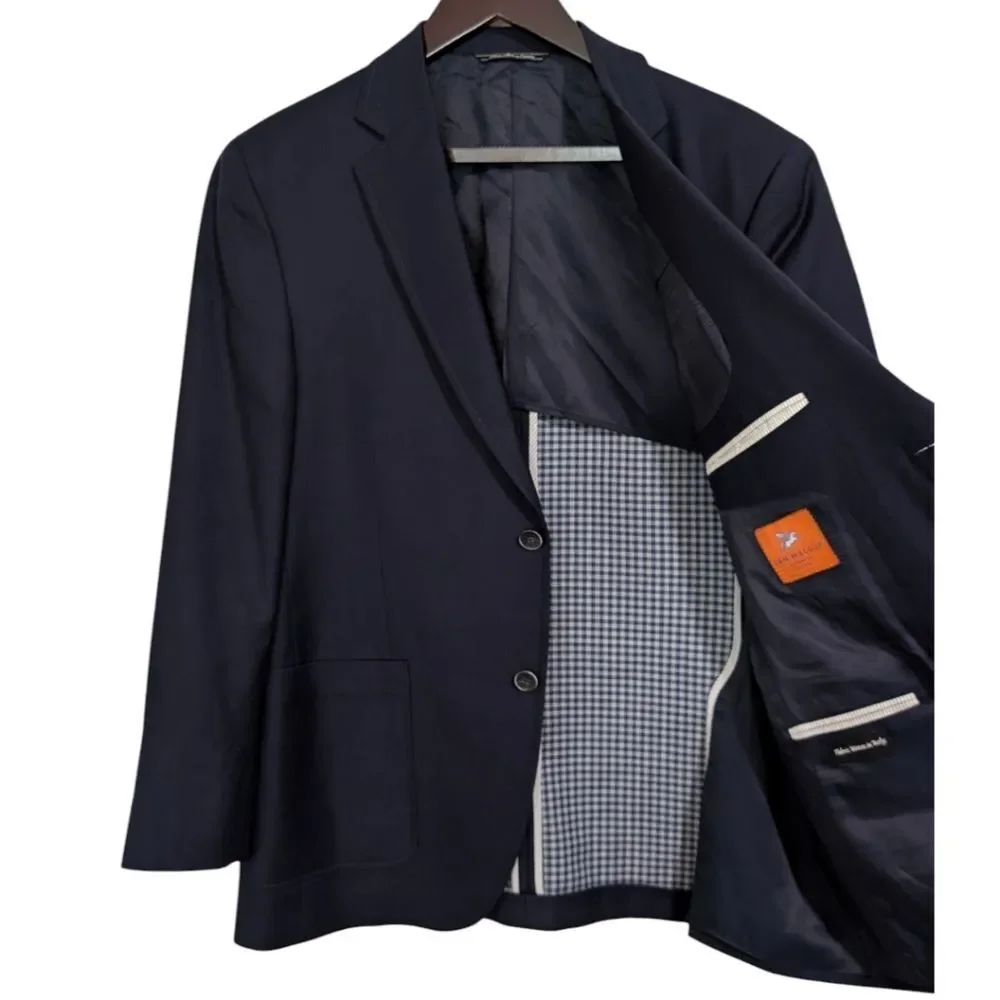 Sam Malouf Authentic Luxury Navy Blue Wool Sport Coat Blazer - 41S